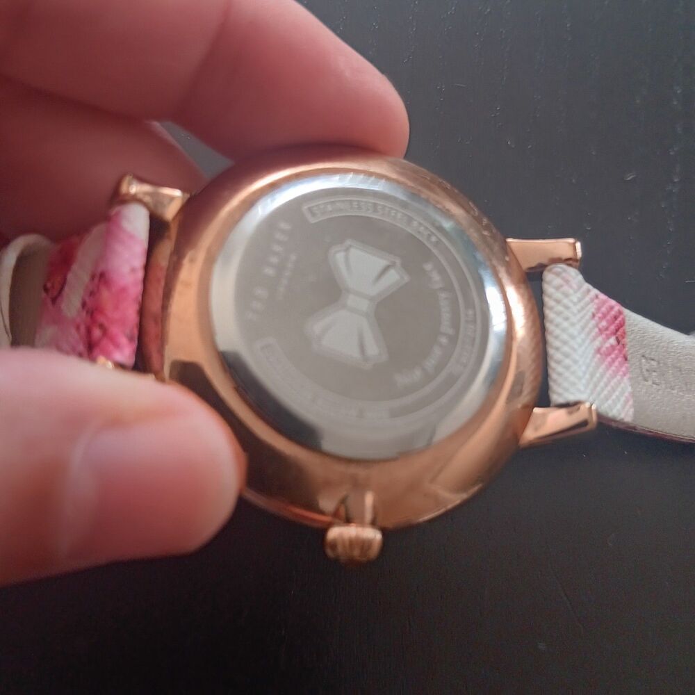Ted Baker London 38mm steel silver dial ladies quartz watch gold tone floral - Picture 5 of 10